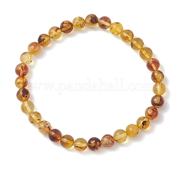 Natural Amber Round Beads Stretch Bracelets for Women Men&nbsp;BJEW-JB13379