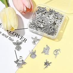 80Pcs Tibetan Style Alloy Moon with Fairy Pendants&nbsp;TIBEP-FA0001-RS