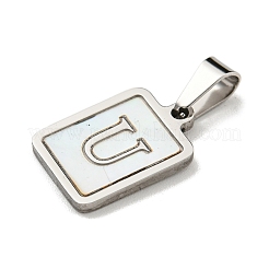 304 Stainless Steel Pave Natural White Shell Pendants&nbsp;STAS-S130-03P-U