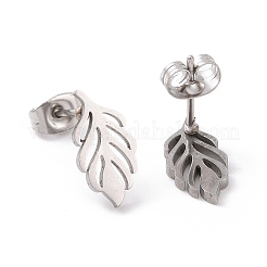 Non-Tarnish 304 Stainless Steel Leaf Stud Earrings for Women&nbsp;EJEW-G328-03P