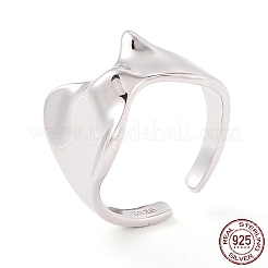 Rhodium Plated 925 Sterling Silver Cuff Ring&nbsp;RJEW-Z011-05P