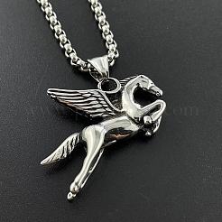 Punk 304 Stainless Steel Flying Horse Pendant Necklaces for Men&nbsp;MG5472