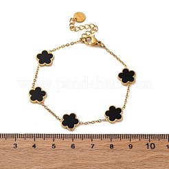 Flower Resin Link Chain Bracelets&nbsp;BJEW-K247-01G-03