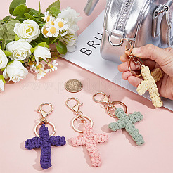 6Pcs 6 Colors Cotton Knitted Cross Pendant Decoration&nbsp;KEYC-MA00004