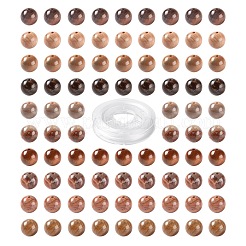 100Pcs 8mm Natural Petrified Wood Round Beads&nbsp;DIY-LS0002-04