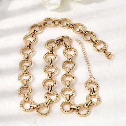 13MM 304 Stainless Steel Textured Round Ring Link Chain Necklaces&nbsp;NJEW-P349-01A-G