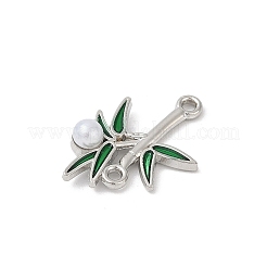 Alloy Green Enamel Bamboo Shaped Connector Charms&nbsp;PALLOY-R151-74P