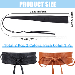 2Pcs 2 Colors Imitation Leather Wrap Around Waist Bands&nbsp;AJEW-CP0008-08B