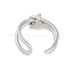 Non-Tarnish Simple Knotted 304 Stainless Steel Open Cuff Ring for Women Men&nbsp;RJEW-Z038-04P