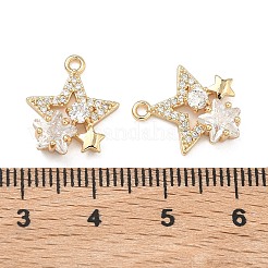 Brass Micro Pave Clear Cubic Zirconia Pendants&nbsp;KK-T080-26G