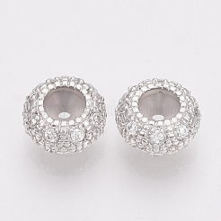 Brass Cubic Zirconia Beads&nbsp;LS-KK-T025-03P