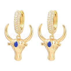 Brass Micro Pave Cubic Zirconia Dangle Hoop Earrings&nbsp;EJEW-G471-46G