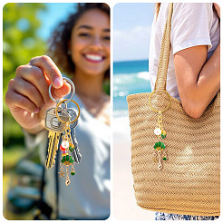 Shell Shape Alloy & Enamel & ABS Plastic Imitation Pearl Keychains&nbsp;KEYC-TADJ00007