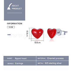 Anti-Tarnish Rhodium Plated 925 Sterling Silver Enamel Stud Earrings&nbsp;EJEW-FF0008-006P