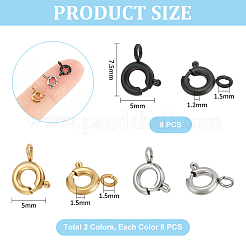 24Pcs 3 Styles Ion Plating(IP) 304 Stainless Steel Spring Ring Clasps&nbsp;STAS-UN0052-58