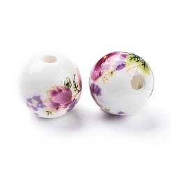 Floral Printed Porcelain Beads&nbsp;X-CFF042Y