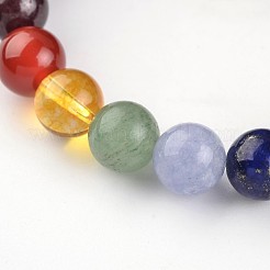 Chakra Natural Lava Rock Beaded Stretch Bracelets&nbsp;BJEW-JB02225-01