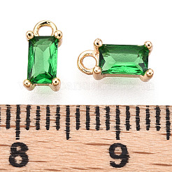 Brass Green Cubic Zirconia Charms&nbsp;KK-S350-367D-C-NF
