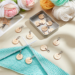 Wood Flat Round with Alpaca Pendant Locking Stitch Markers&nbsp;HJEW-NB00128