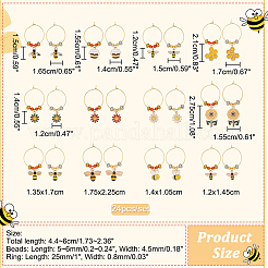 24Pcs 12 Style Alloy Enamel with Rhinestone Pendant & Brass Ring Wine Glass Charms&nbsp;AJEW-AB00054