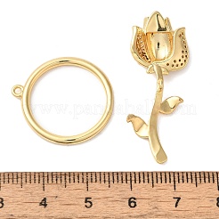 Brass Micro Pave Clear Cubic Zirconia Toggle Clasps&nbsp;KK-N254-85G