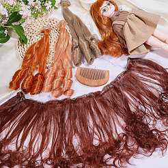 4Pcs 4 Colors High Temperature Fiber Long Flat Curly Hairstyle Doll Wig Hair&nbsp;DOLL-GL0001-04B