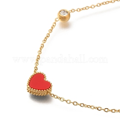 Ion Plating(IP) 304 Stainless Steel & Acrylic Black Heart Bib Necklaces&nbsp;NJEW-F328-14G-02