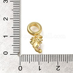 Rack Plating Brass Cubic Zirconia European Dangle Charms with ABS Imitation Pearl&nbsp;KK-Z086-26G