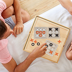 3 Sets 3 Colors Wood Tic Tac Toe Board Game&nbsp;AJEW-NB0005-35