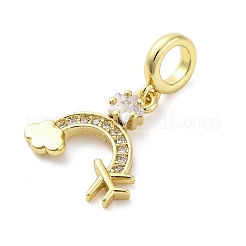 Brass Micro Pave Cubic Zirconia European Dangle Charms&nbsp;KK-D325-09G
