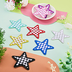 8Pcs 2 Styles Star with Lattice Computerized Embroidery Polyester Iron on/Sew on Patches&nbsp;PATC-TAC0001-28