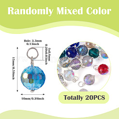 20Pcs AB Color Plated Transparent Glass Pendants&nbsp;PALLOY-TADJ00020