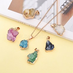 Natural Druzy Agate Pendants&nbsp;G-Q494-76