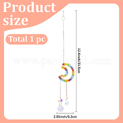 1Pc Colorful Glass Beaded Woven Net Suncatchers&nbsp;AJEW-CY0001-95B