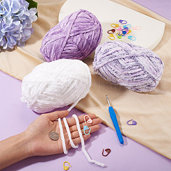 3 Rolls Polyester Chenille Wool Yarn&nbsp;OCOR-MB0001-06A