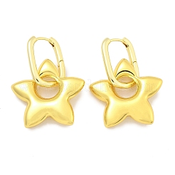 Star Brass Hoop Earrings for Women&nbsp;EJEW-U057-06C-01G