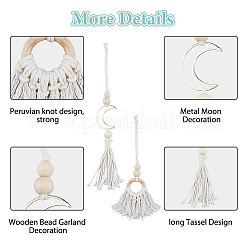 4Pcs 2 Styles Natural Wood Bead Tassel Pendant Decoraiton&nbsp;HJEW-FH00189