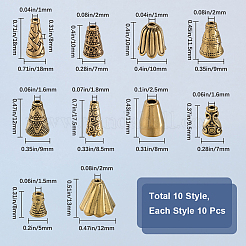 100Pcs 10 Styles Tibetan Style Alloy Beads Cone&nbsp;FIND-SP0001-68