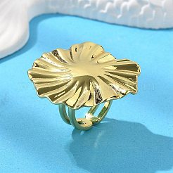 Leaf Brass Cuff Rings for Women&nbsp;RJEW-C123-05G
