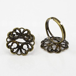 Adjustable Brass Filigree Ring Components&nbsp;X-KK-G233-M04