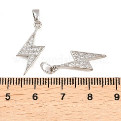 Lightning Bolt Brass Micro Pave Cubic Zirconia Pendants&nbsp;KK-K109-26P