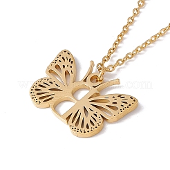 Initial Letter with Butterfly Pendant Necklace&nbsp;LS-NJEW-C026-01G-B