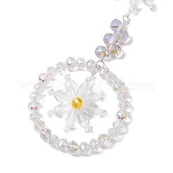 Flower Glass Beads Pendant Decorations&nbsp;HJEW-TA00248