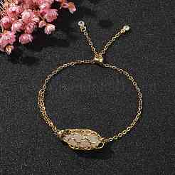 Natural Rose Quartz Bullet Link Slider Bracelets&nbsp;BJEW-JB09902-01