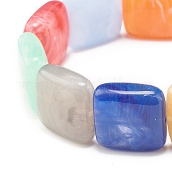 Acrylic Imitation Gemstone Square Beaded Stretch Bracelet for Women&nbsp;BJEW-JB07632