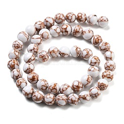 Synthetic Gold Line Turquoise Beads Strands&nbsp;G-H026-01D-01