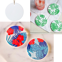 12Pcs Porcelain Heat Transfer Sublimation Blank Pendant Decorations&nbsp;AJEW-SP0002-19C