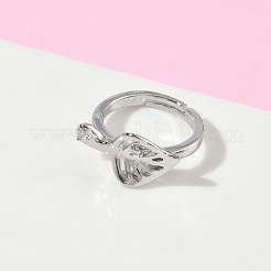 Brass Micro Pave Cubic Zirconia Adjustable Finger Rings&nbsp;RJEW-P185-01P