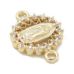 Rack Plating Brass Micro Pave Clear Cubic Zirconia Religion Virgin Mary Connector Charms&nbsp;KK-L224-094G-06