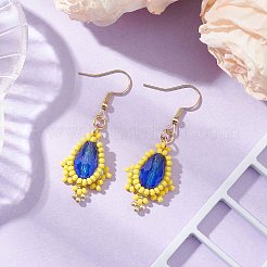 304 Stainless Steel Glass Dangle Earrings&nbsp;EJEW-MZ00373-01